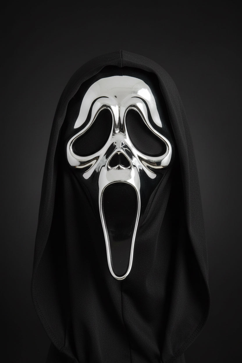 masque ghost face chrome argenté adulte
