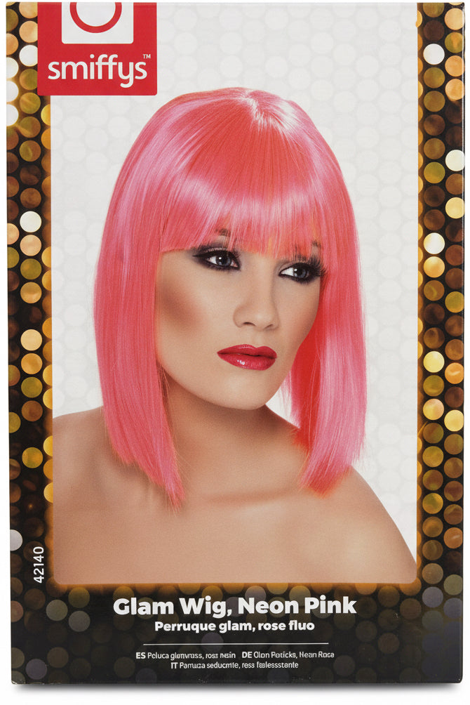 Perruque glam rose néon