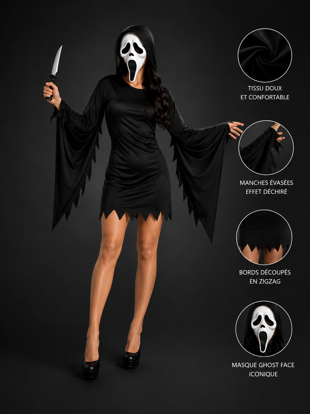 Costume ghost face adulte femme