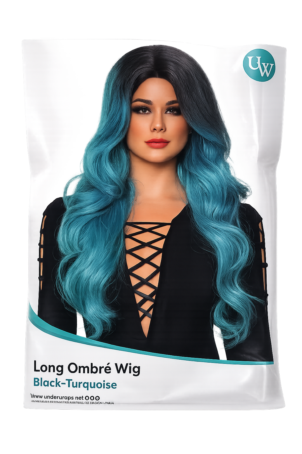Perruque Turquoise / noir Ombré wig