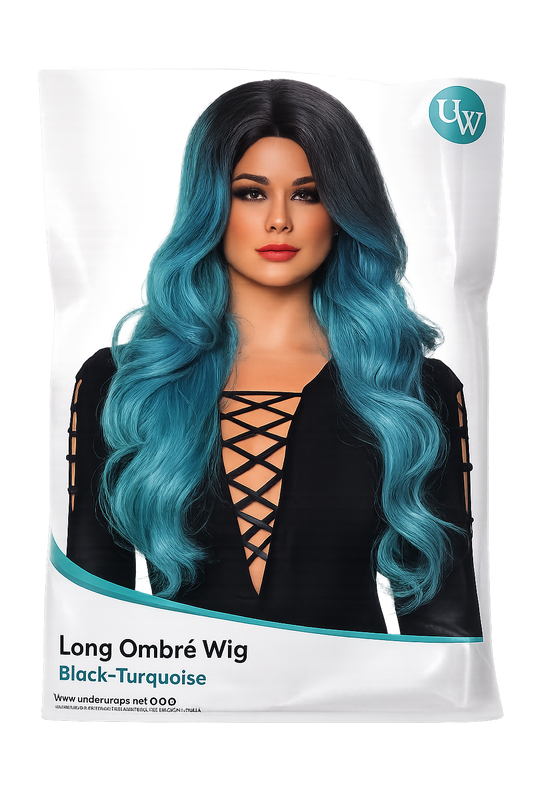 Perruque Turquoise / noir Ombré wig