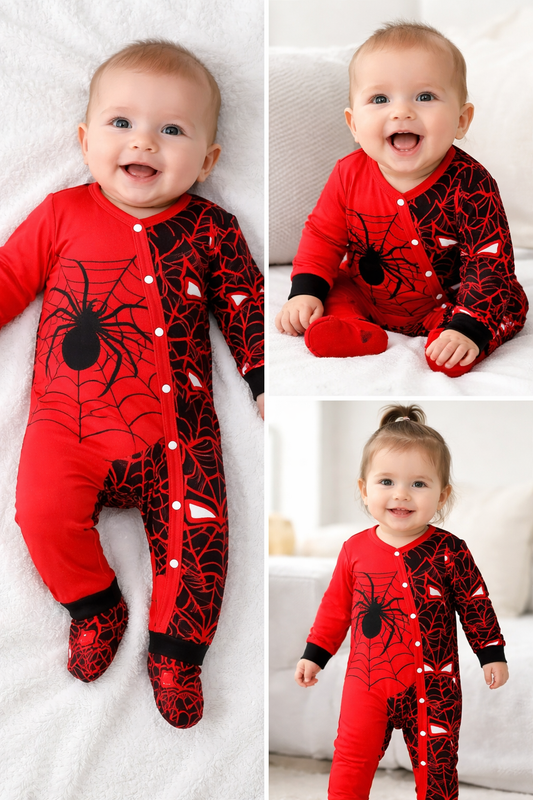Costume Bébé Araignée Rouge et Noir – Halloween 3 à 6 mois
