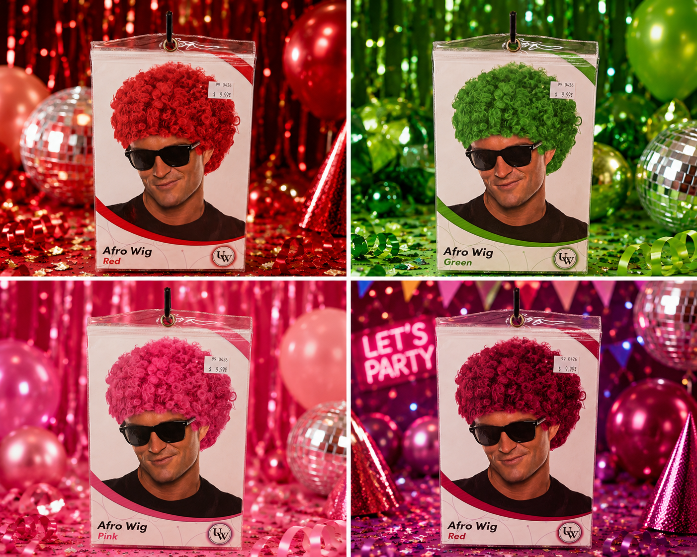 Perruque Afro wig plusieurs choix couleur: rouge, bleu, vert, rose, mauve