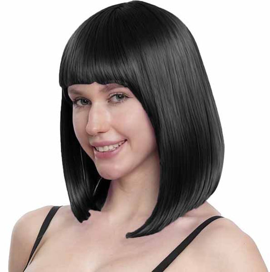 Perruque bob longue noire – Accessoire Halloween & Déguisement