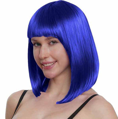 Perruque bob longue bleue – Accessoire Halloween & Déguisement