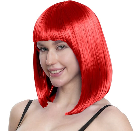 Perruque carré longue rouge – Accessoire Halloween & Déguisement